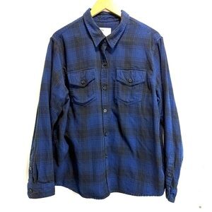 TILLEY 100% Cotton Plaid Flannel Grunge  Long Sleeve Shirt Size XXL Blue/black